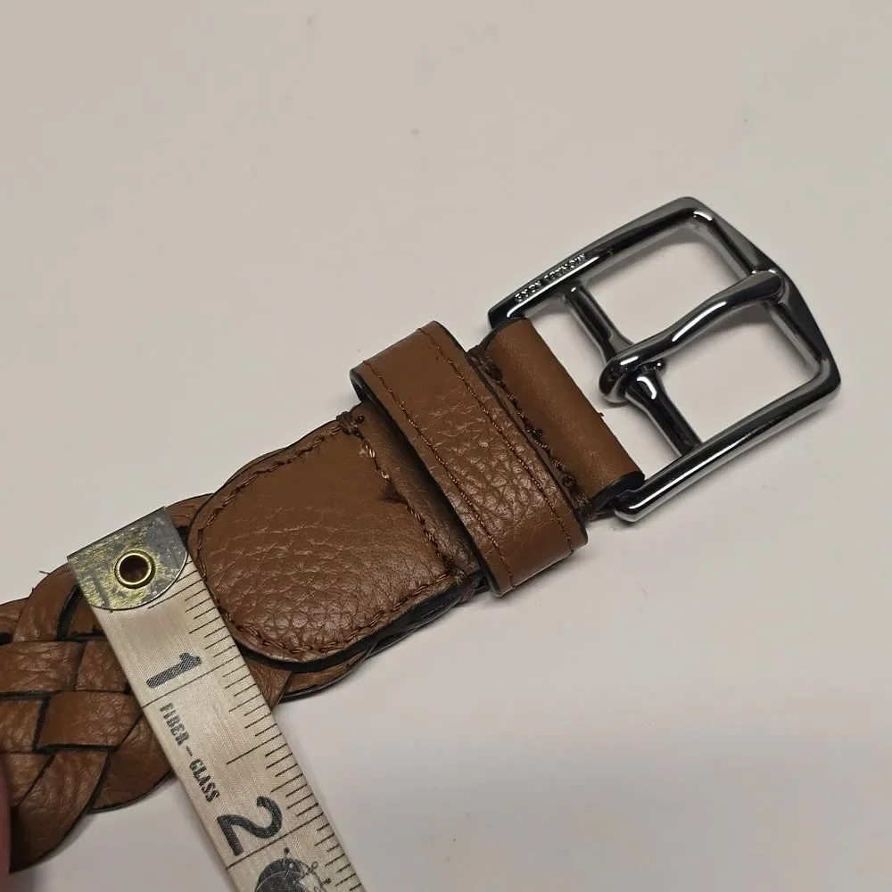 Michael Kors Braided Belt Light Brown Leather Size 38